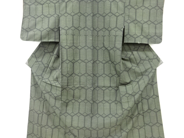 JAPANESE KIMONO / ANTIQUE KIMONO / SILK / TSUMUGI / WOVEN KIKKO